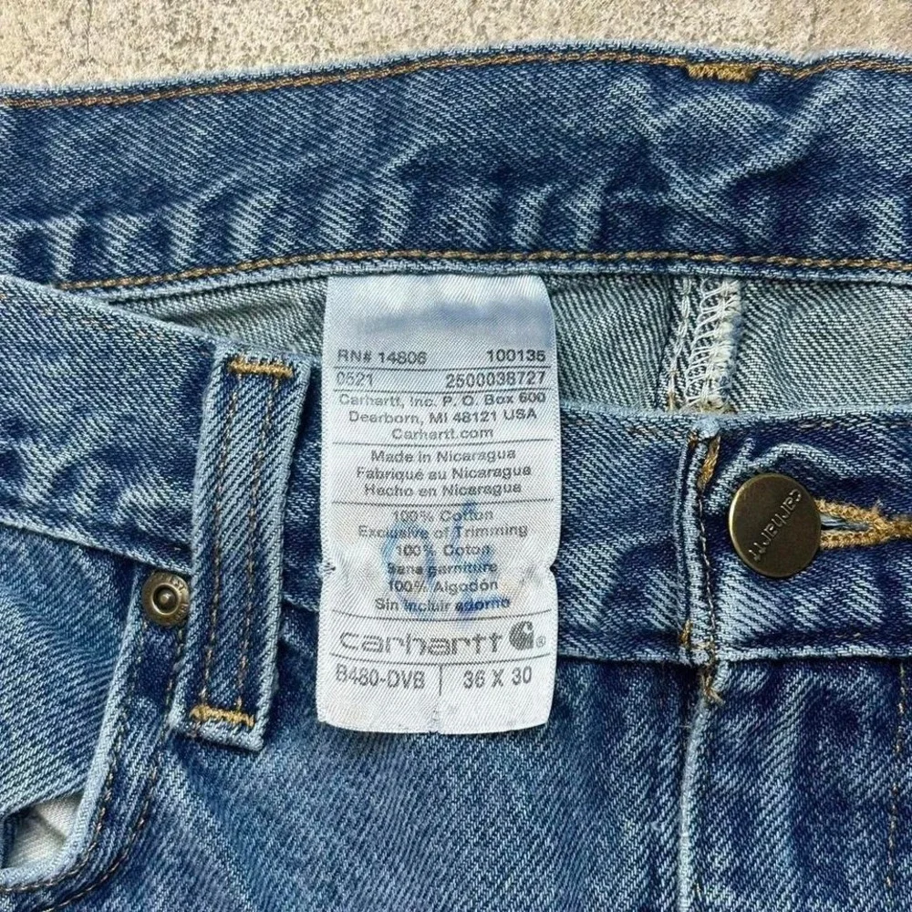 Carhartt Blue‎ Wash Relaxed Fit Heavyweight Workwear Denim Jeans Size 36x30